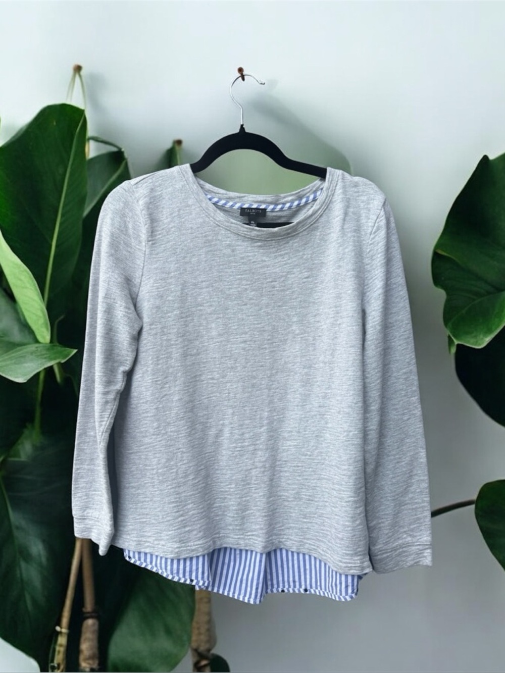 Talbots Long Sleeve Top with Striped Short Hem and Polka Dot Back MP